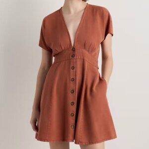 Quince Vintage Wash Tencel Button Front Dress - Size S